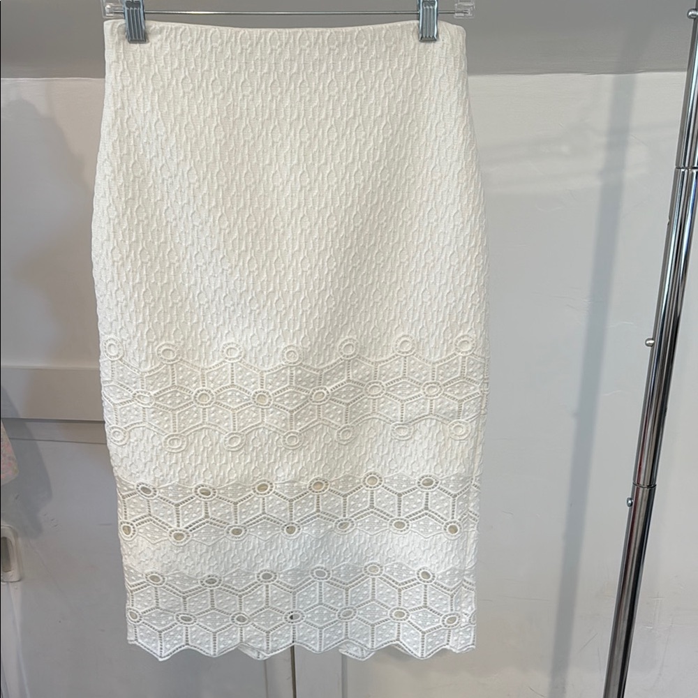 Rebecca Taylor White Textured Skirt